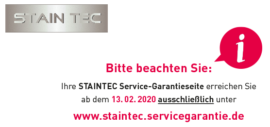 STAINTEC Servicegarantie / Service warranty